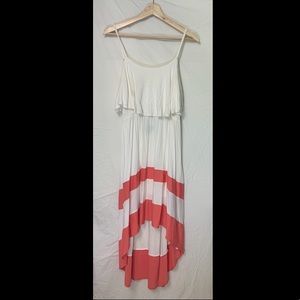 Orange and White Hi-low Dress